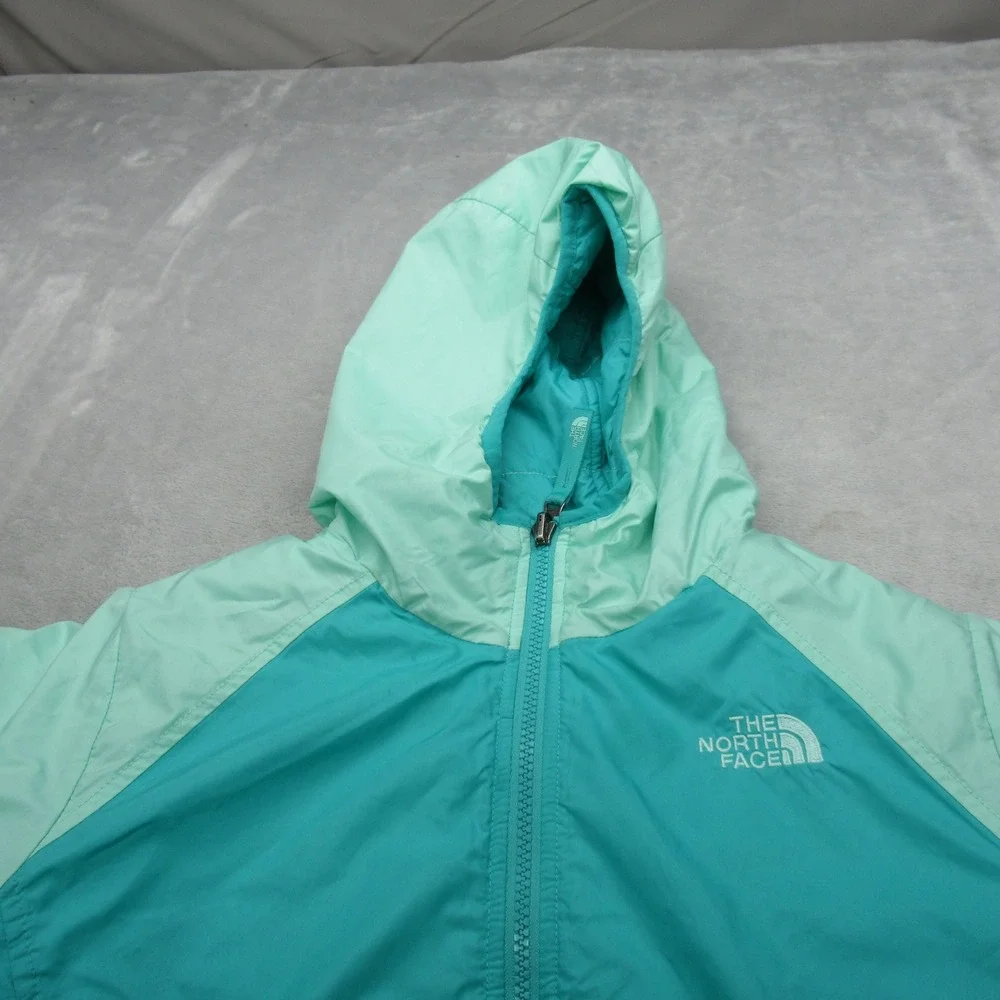 The North Face Jacket Girls XL Aqua‎ Hooded Insulated Reversible Perseus Puffer